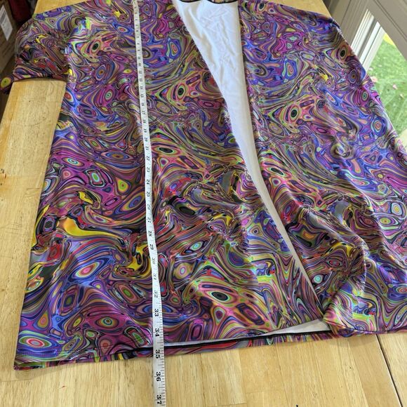 Candy Catz Rave Wear Festival Size M Open Duster Kimono Water Marble Print EUC - Picture 9 of 11